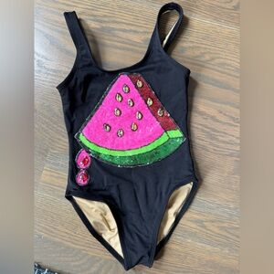 Lola + The Boys Black Beaded Watermelon Swimsuit